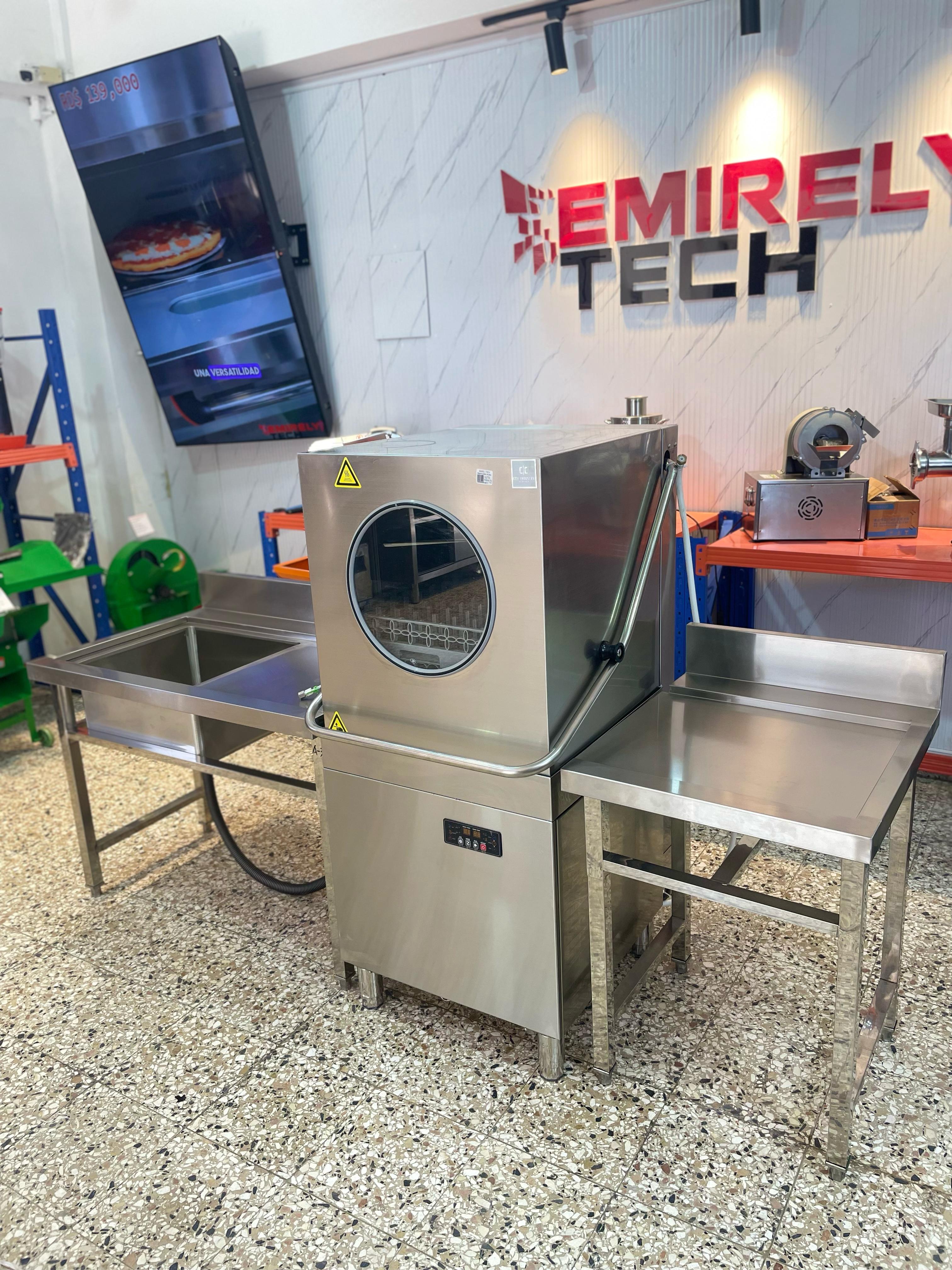 equipos profesionales - Lavadora de platos industrial con fregadero  9