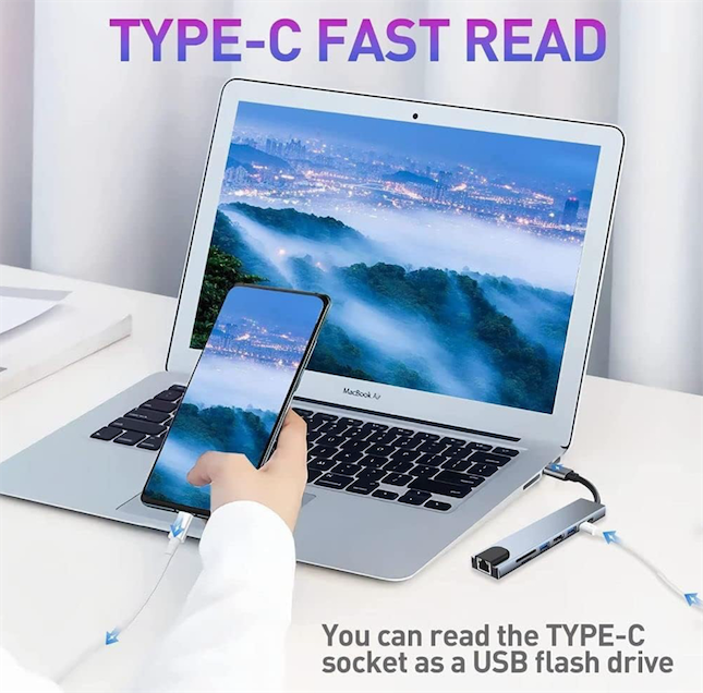 celulares y tabletas - Adaptador USB C 3.1 de 8 Puertos  7