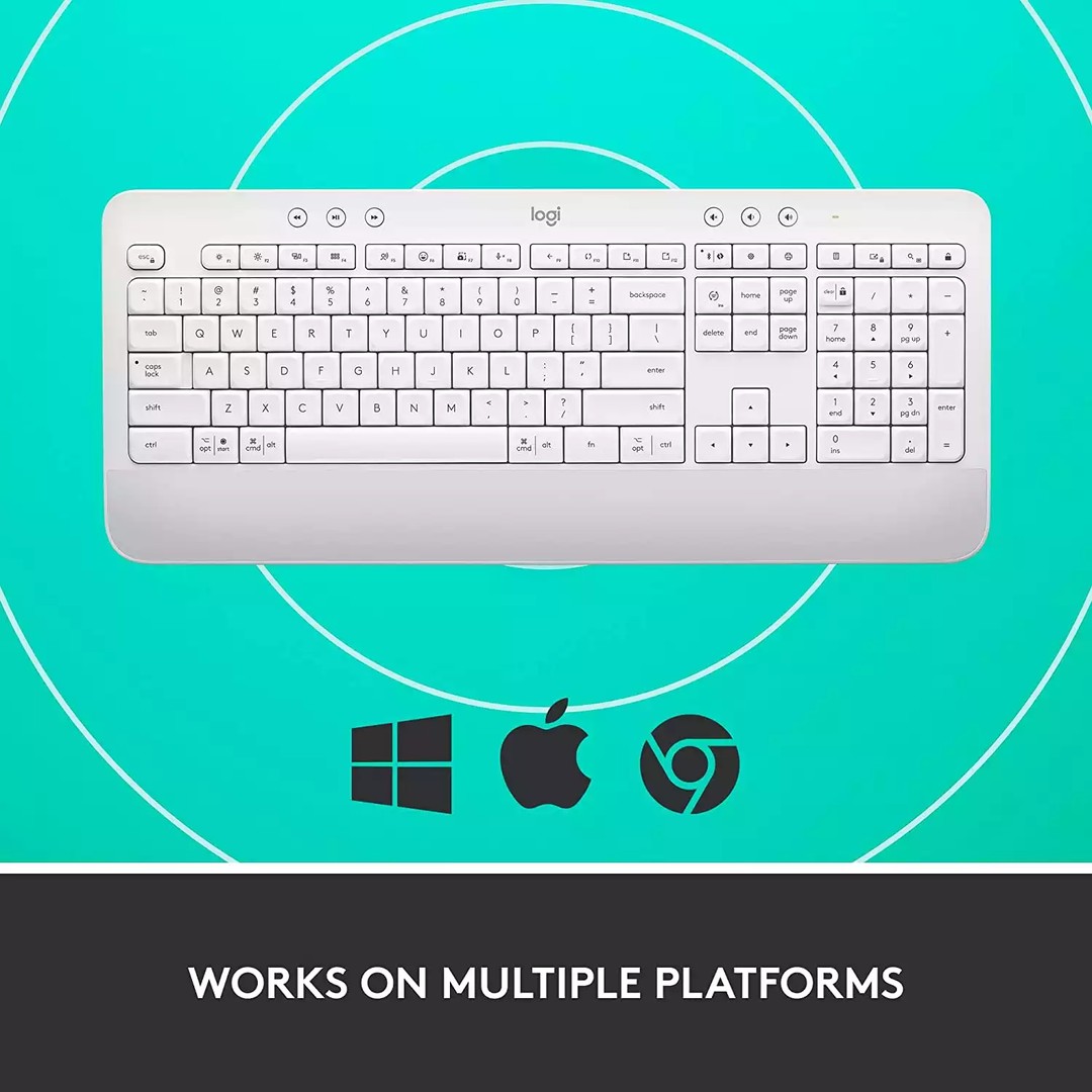 computadoras y laptops - TECLADO LOGITECH K650 INGLES COLOR BLANCO, USB WIRELESS RECEIVER 2.4GHZ  0