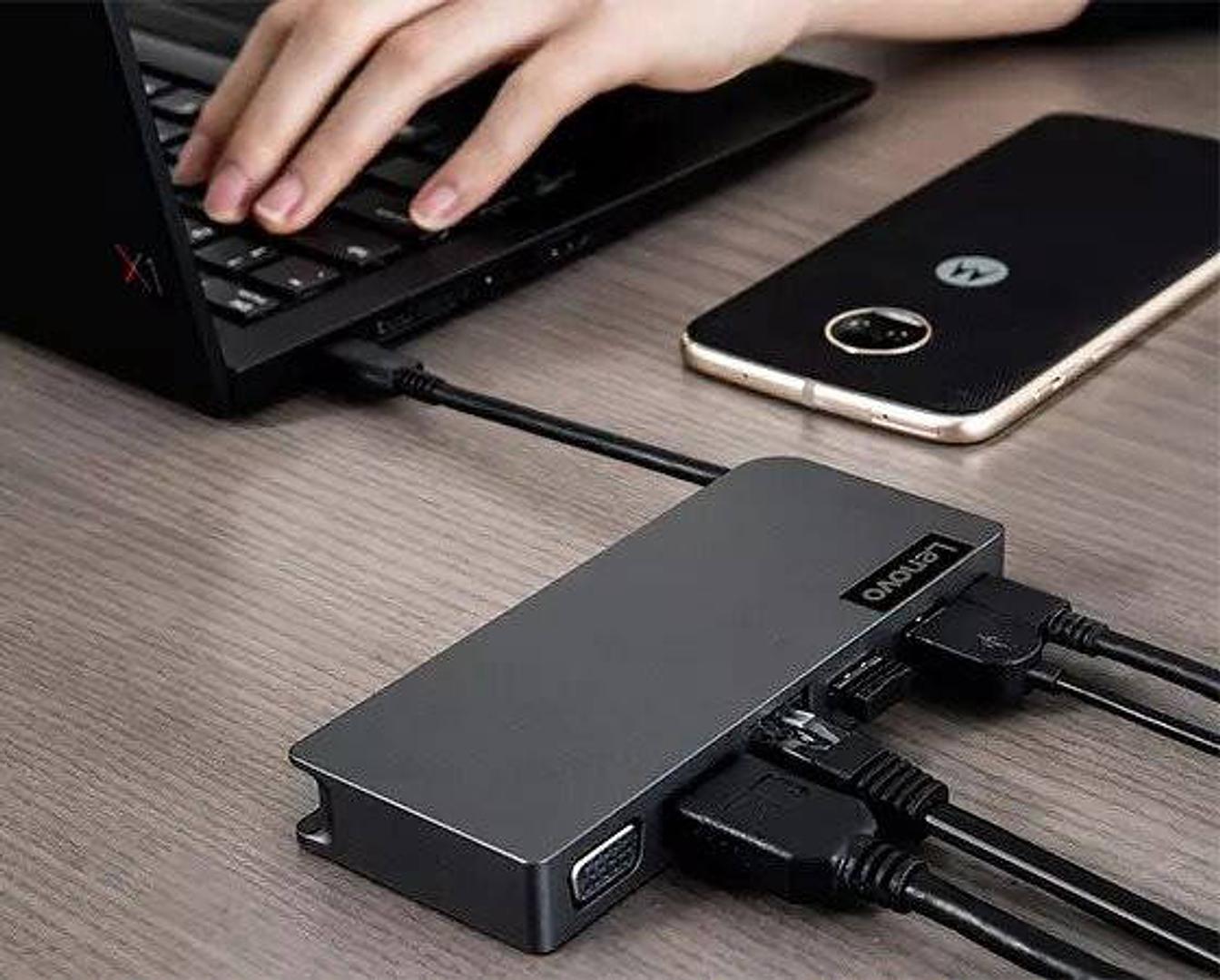 computadoras y laptops - 📌 Lenovo Powered USB-C Travel Hub – Hub USB-C Multipuerto 💻⚡ neg.

 5