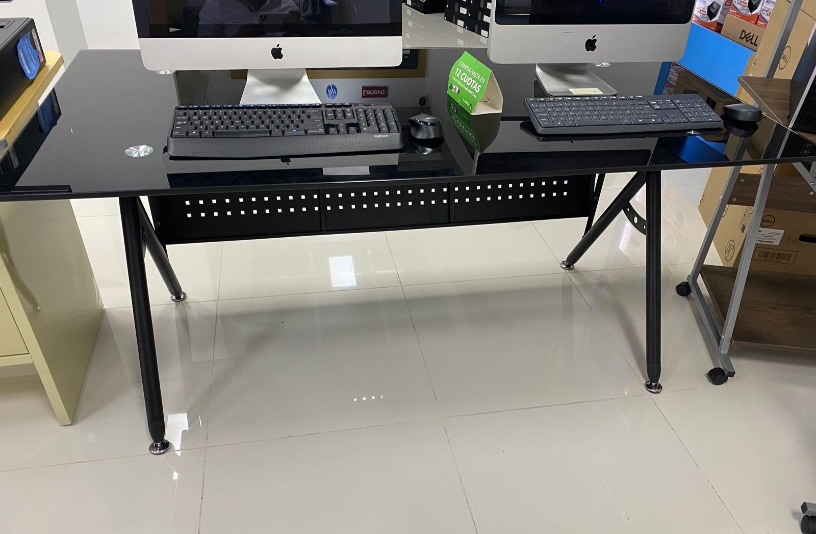 accesorios para electronica - Escritorio   para computadora de cristal negro templado