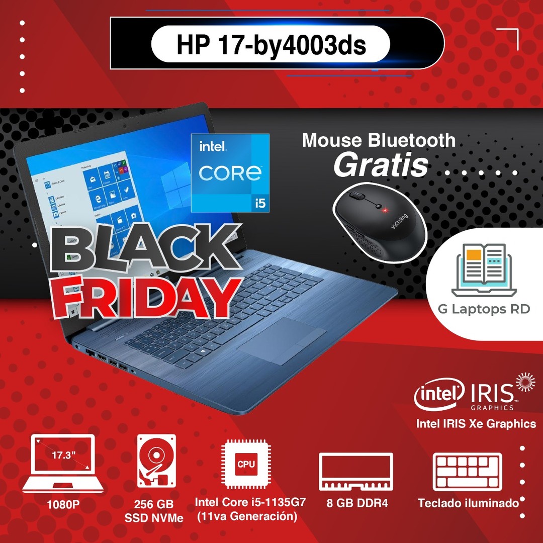 computadoras y laptops - Laptop HP 17 (2022) - Core i5-11va Generacion, Teclado LED, 8GB DDR4, 256GB SSD