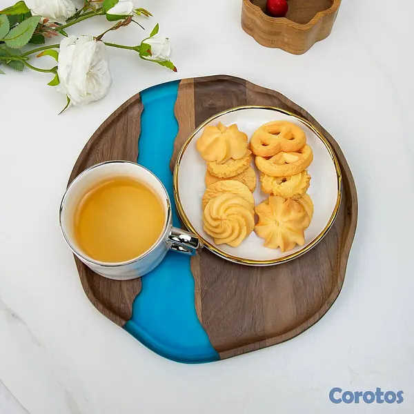 decoración y accesorios - Juego de servir 7 piezas: bandejas y platos madera 5