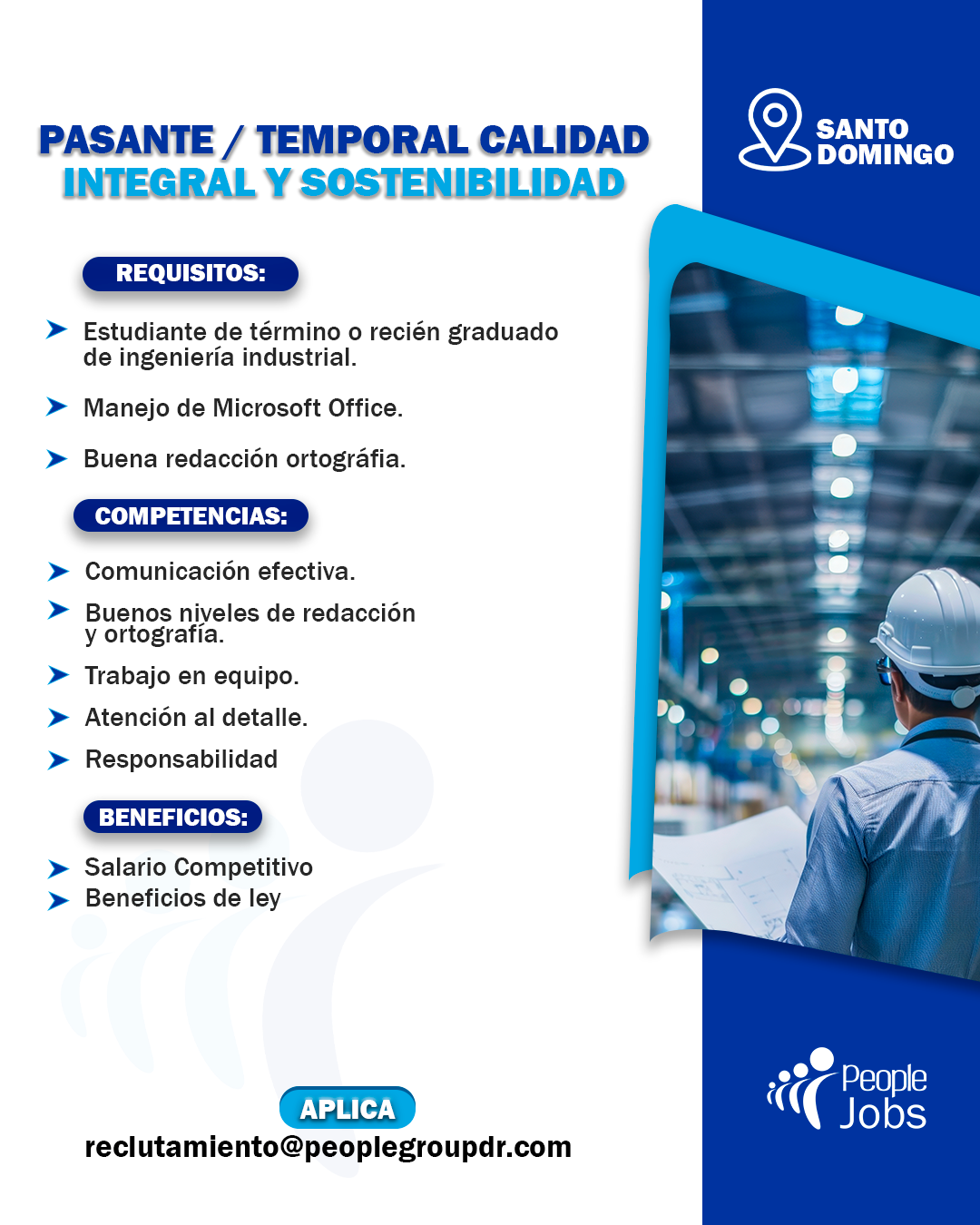empleos disponibles - Pasante / temporal Calidad Integral y Sostenibilid 0