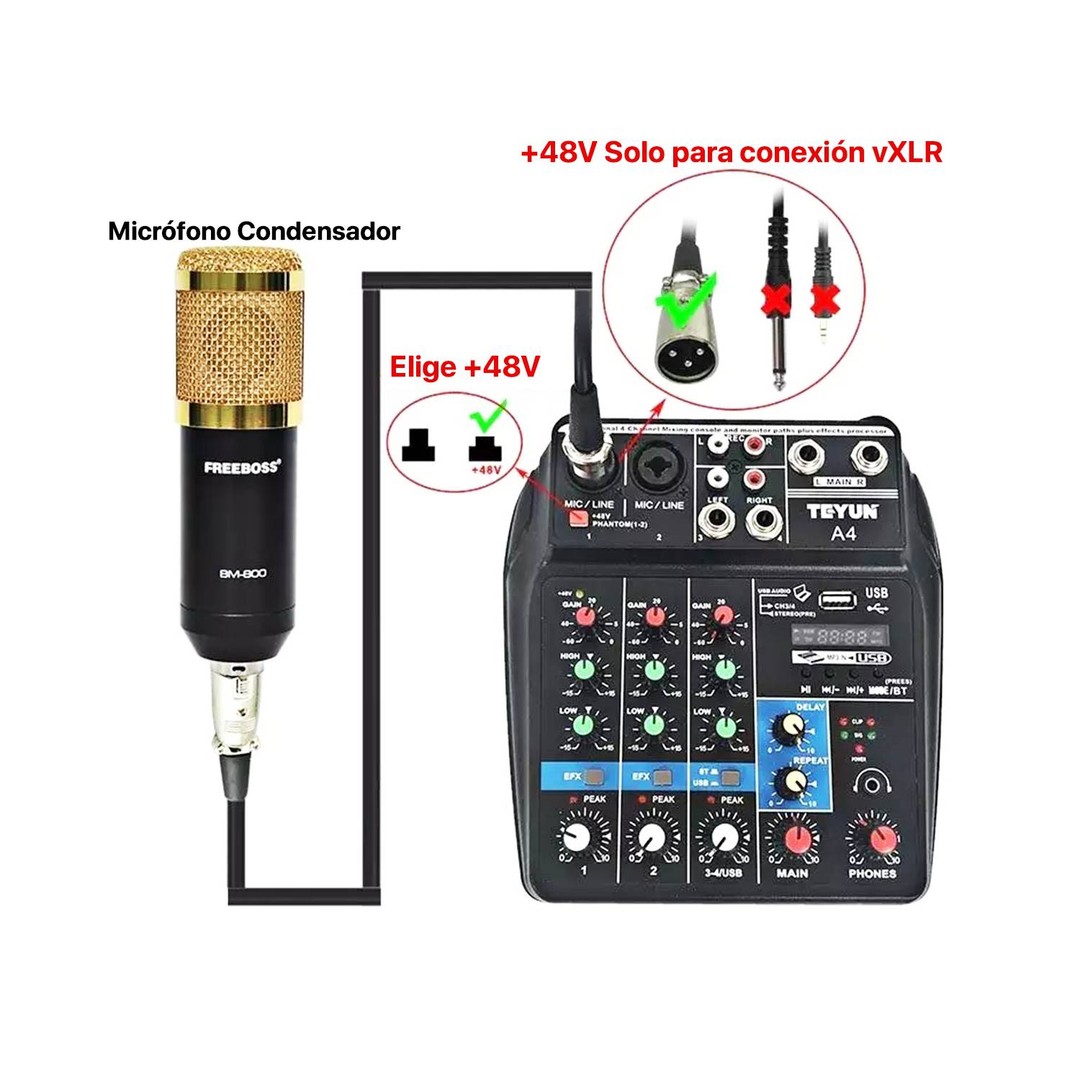 camaras y audio - MEZCLADORA DE AUDIO TEYUN A4 - 4 CANALES 5