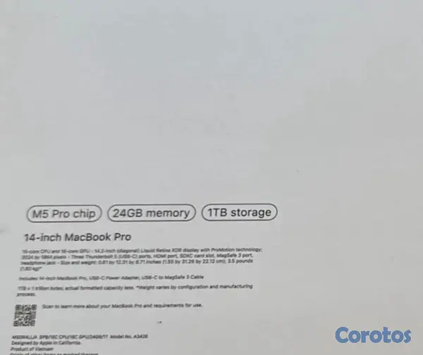 computadoras y laptops - MACBOOK PRO M5 14" 1TB SSD 24GB RAM SELLADA OFERTA 2