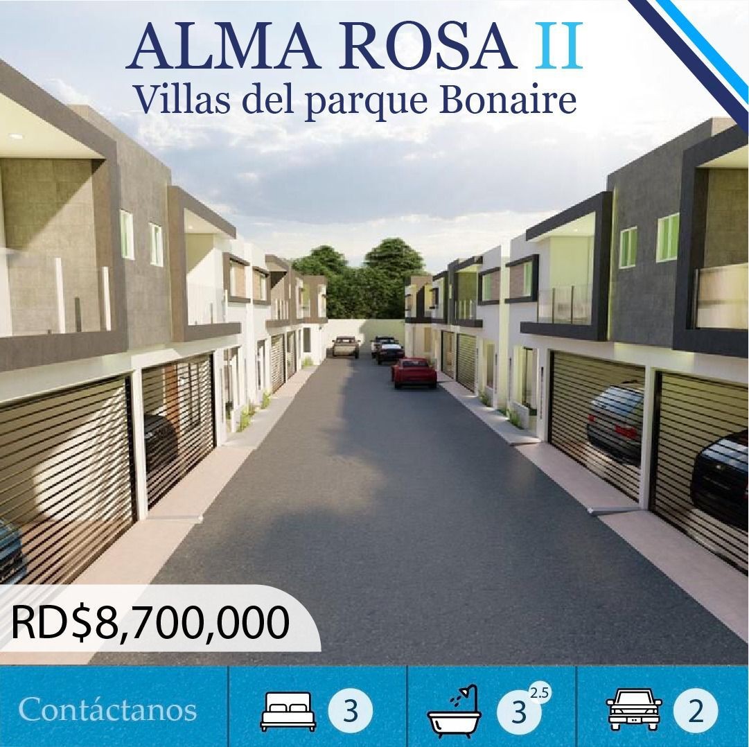 casas vacacionales y villas - Vendo Villa Del Parque Bonaire, Alma Rosa ll 