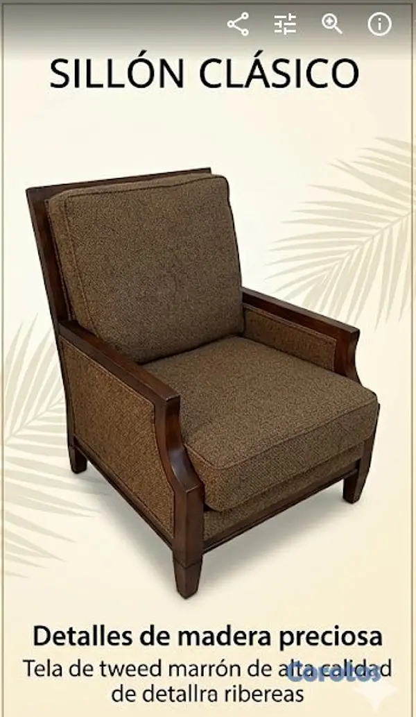 muebles y colchones - Butaca  tapizada  con ribetes de caoba  5