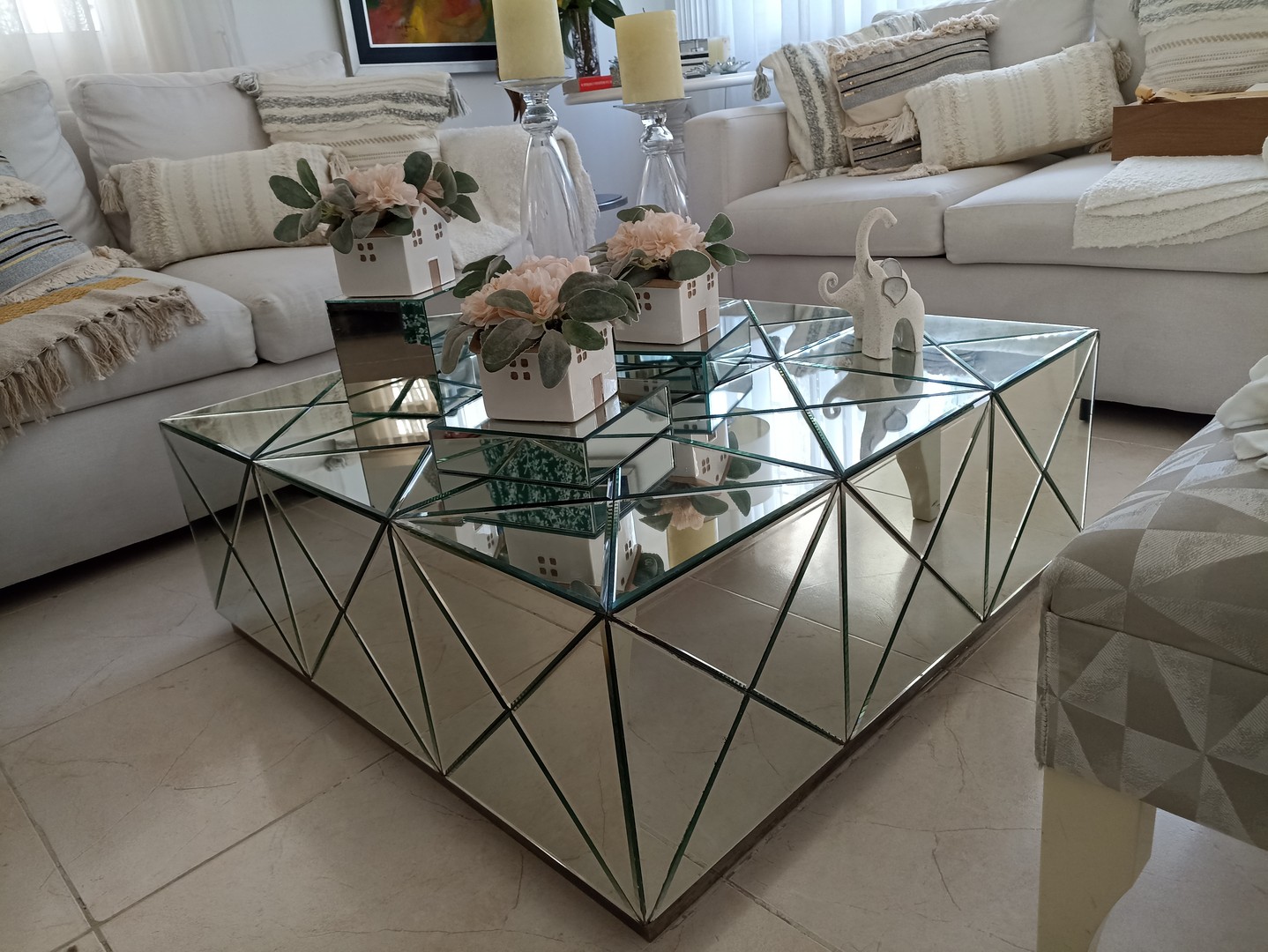 muebles y colchones - Mesa de centro en cristal  2