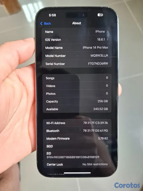 celulares y tabletas - Iphone 14 Pro Max 256GB Desbloqueado 9