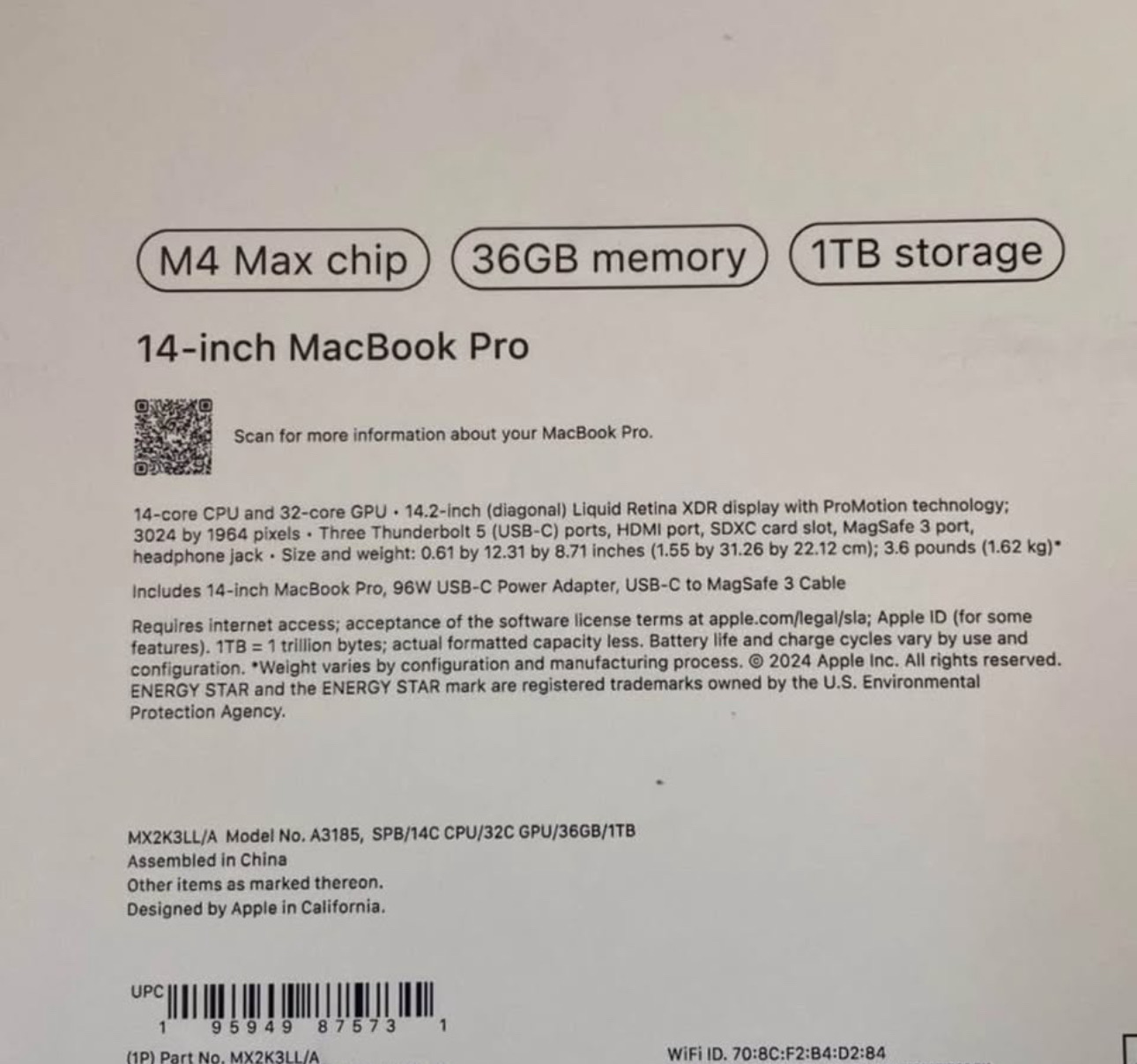 computadoras y laptops - MacBook Pro 14 Pulgadas Chip M4 Max 36GB/1TB Space Black  1