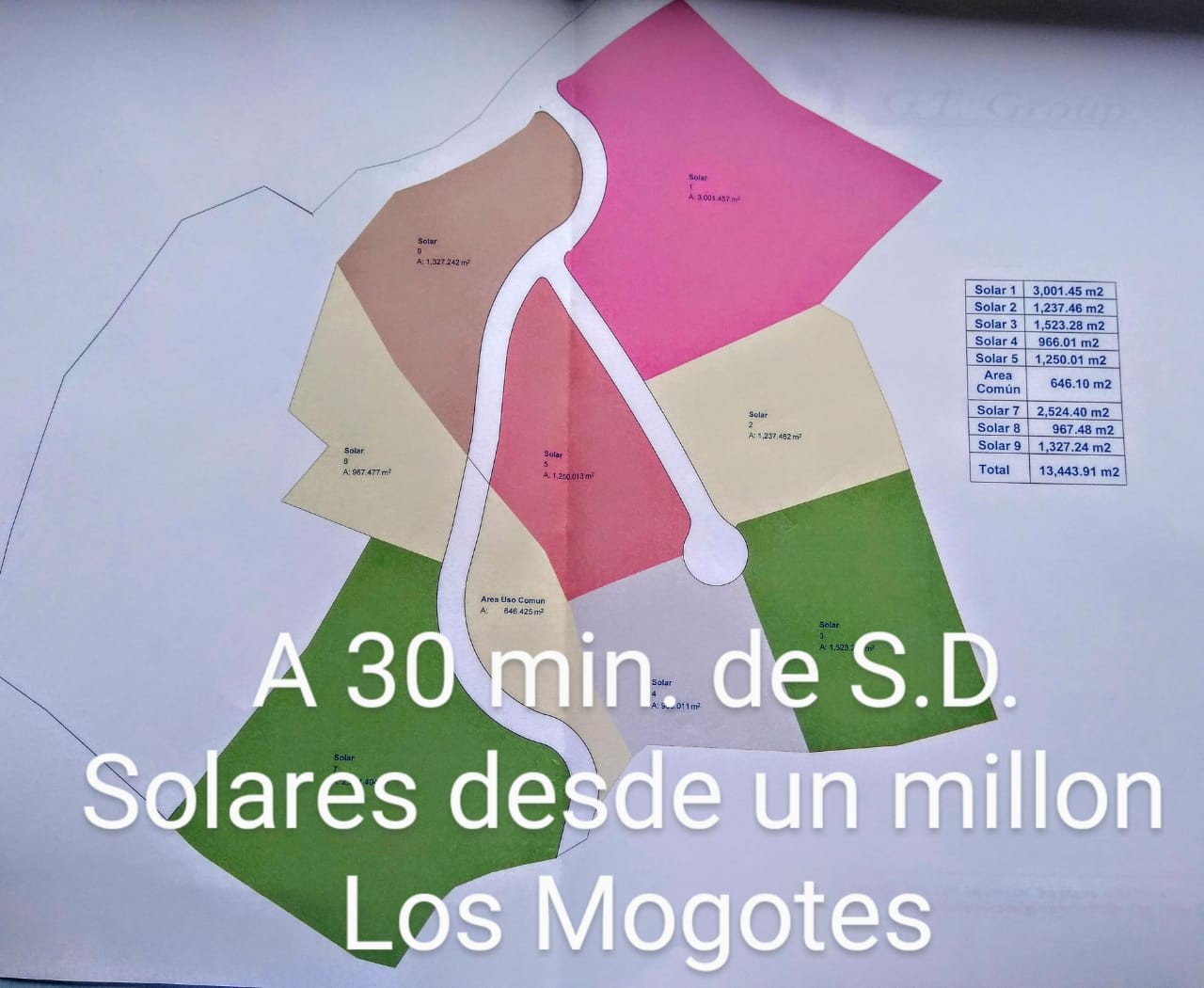 VENDO SOLARES EN LOS MOGOTES, A 30 MINUTOS DE SANTO DOMINGO, A RD$1, 300 EL MT. 
