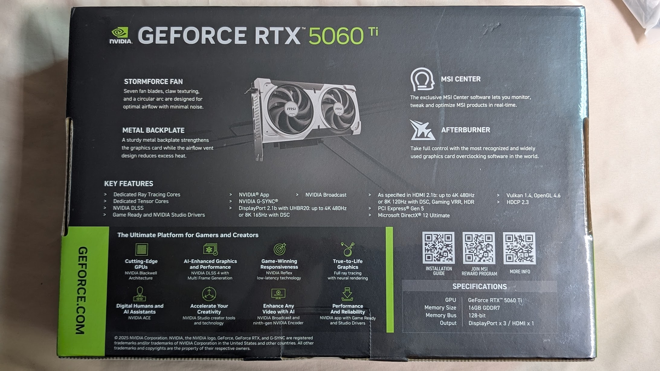 computadoras y laptops - RTX 5060 Ti Ventus 2x OC PLUS 16GB NUEVA SELLADA 1