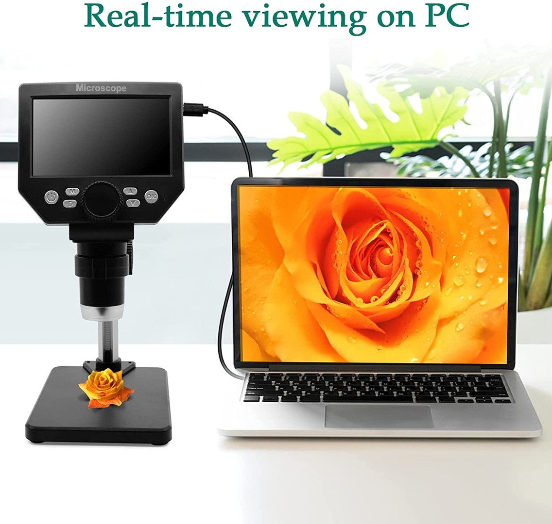 equipos profesionales - Microscopio USB digital con pantalla 4.3 pulgadas 1000X soporte ajustable 4