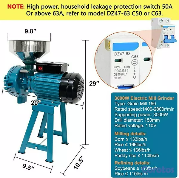 equipos profesionales - Molino moledora de granos alimenticios cereales harina trituradora electrica 2