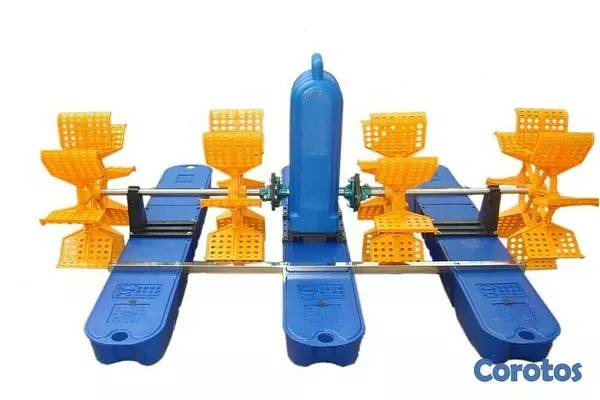 equipos profesionales - Bomba aireador flotante Rueda Splash blower de estanques de peces piscicultura 5