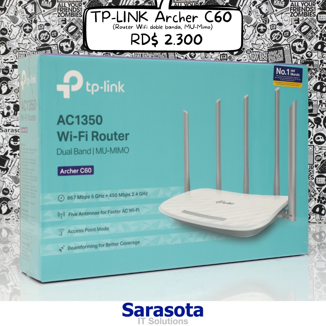 computadoras y laptops - TP-Link Router Archer C60 AC1350 Somos Sarasota
