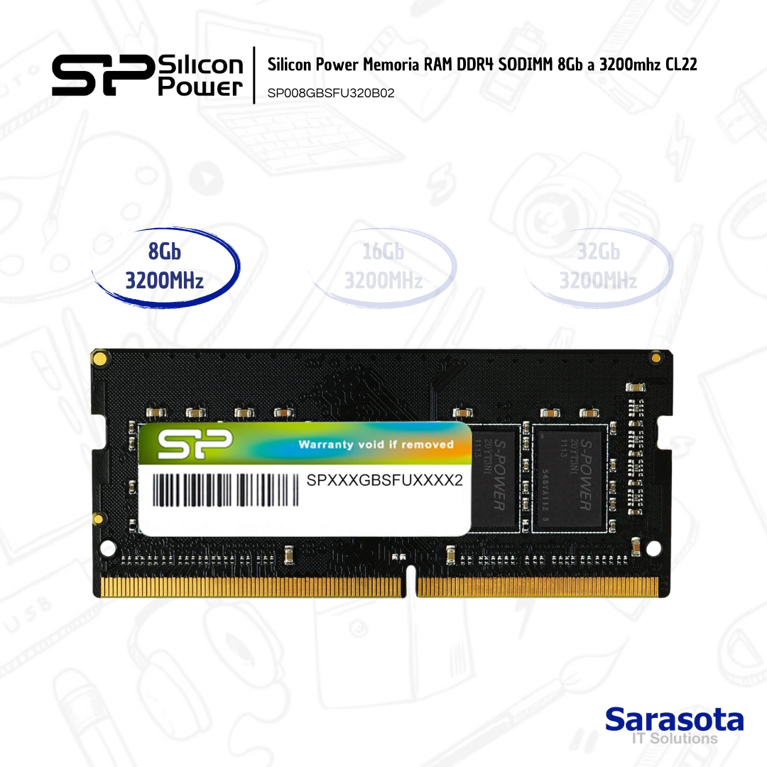 accesorios para electronica - Silicon Power Memoria RAM DDR4 8Gb a 3200mh CL22 0