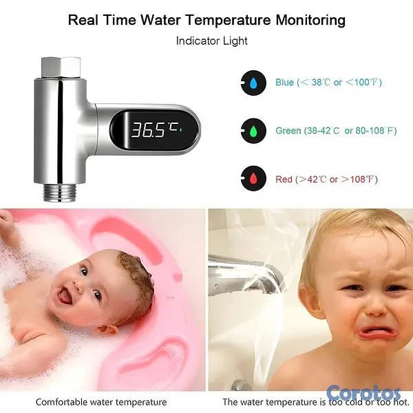 herramientas, jardines y exterior - ✅ Termómetro de Ducha Autoalimentado - Monitor Tem 1