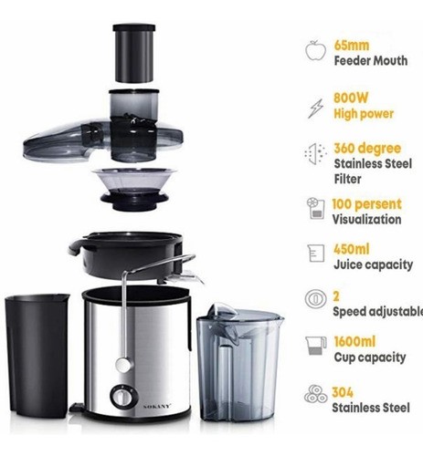 electrodomesticos - Extractor de jugo electrico para frutas y verduras Sokany sk-4000 5