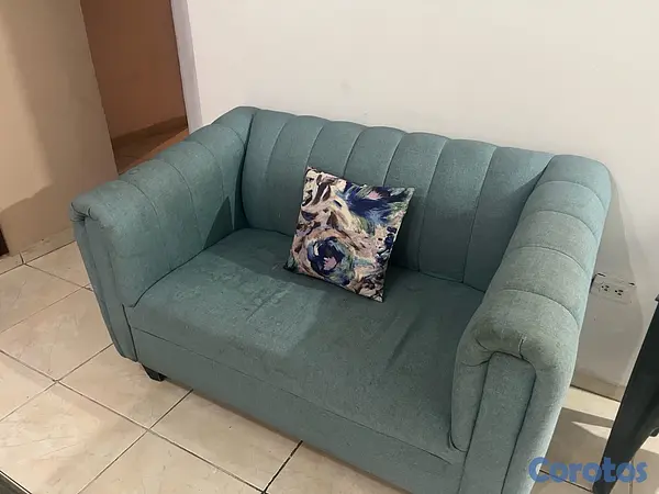 muebles y colchones - Juego de sala moderno de 2 piezas (Sofá + Loveseat) - Color Azul 
 4