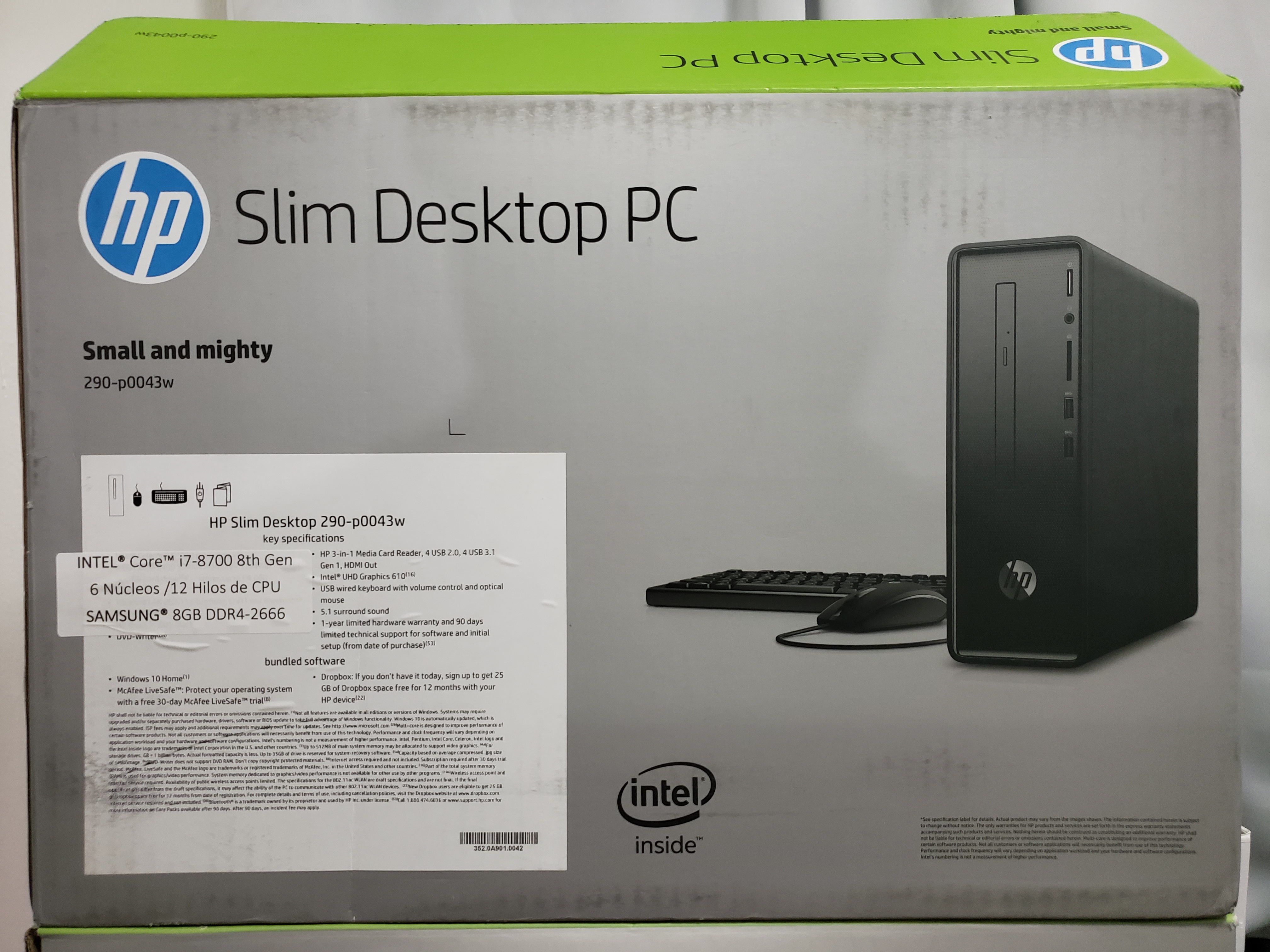 HP® Slimline 290 Business Desktop INTEL® 6-Núcleos i7-8700