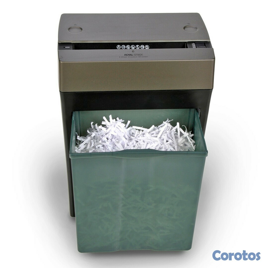 otros electronicos - TRITURADORA DE PAPEL ROYAL, 8 HOJAS CORTE TRANSVERSAL, TRITURA GRAPAS Y TARJETAS 1