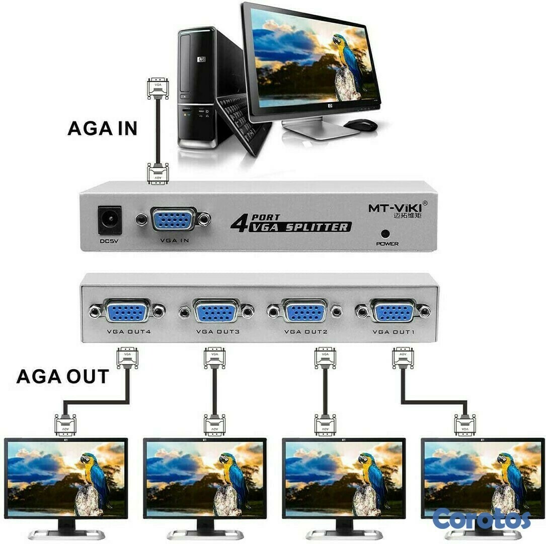 otros electronicos - Interruptor Splitter para monitores  VGA  1 en 4 puertos de vídeo 3