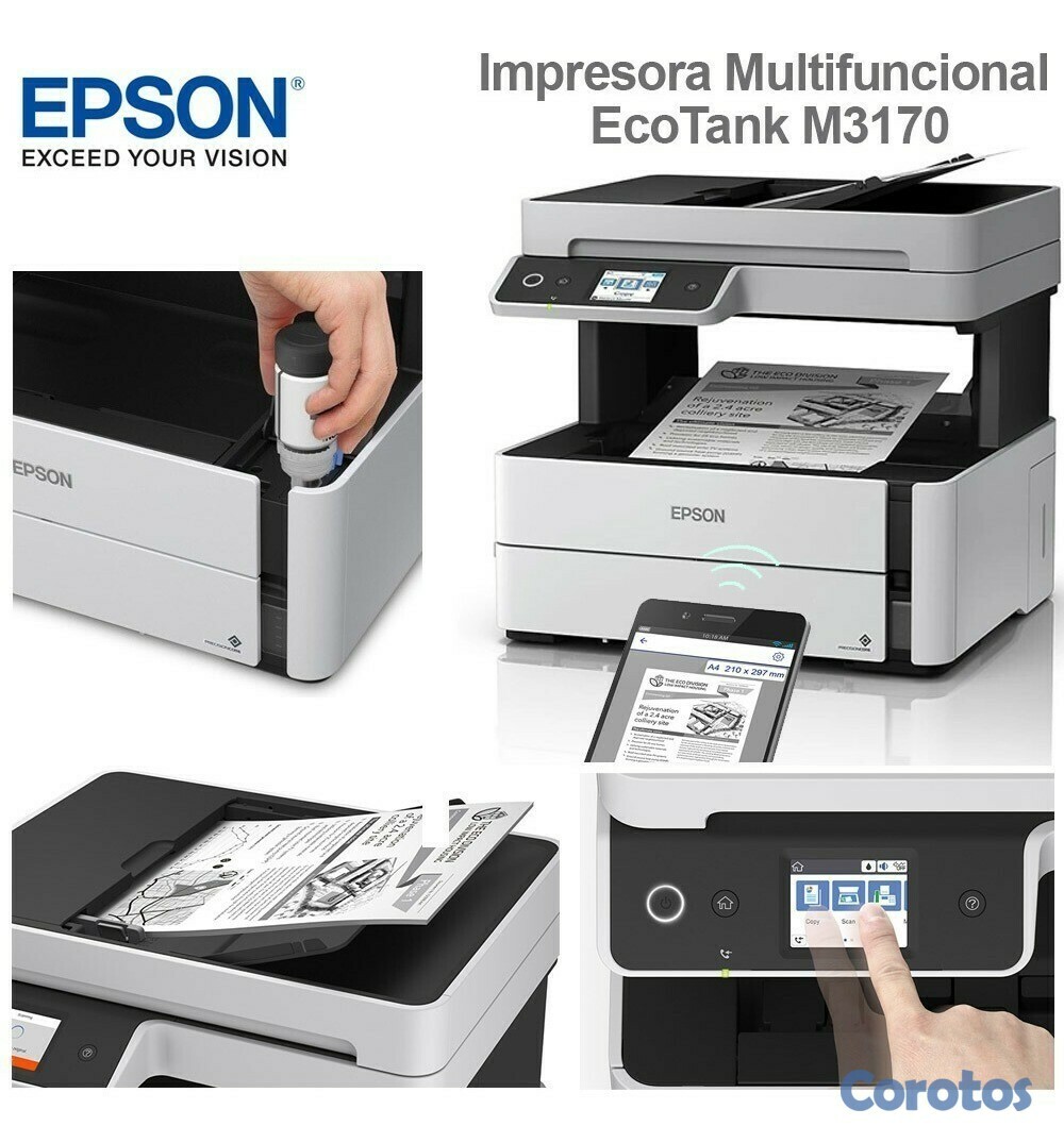 impresoras y scanners - MULTIFUNCIONAL EPSON ECOTANK M3170, DÚPLEX, IMPRIME, COPIA, ESCANEA, FAX , ETHER 1