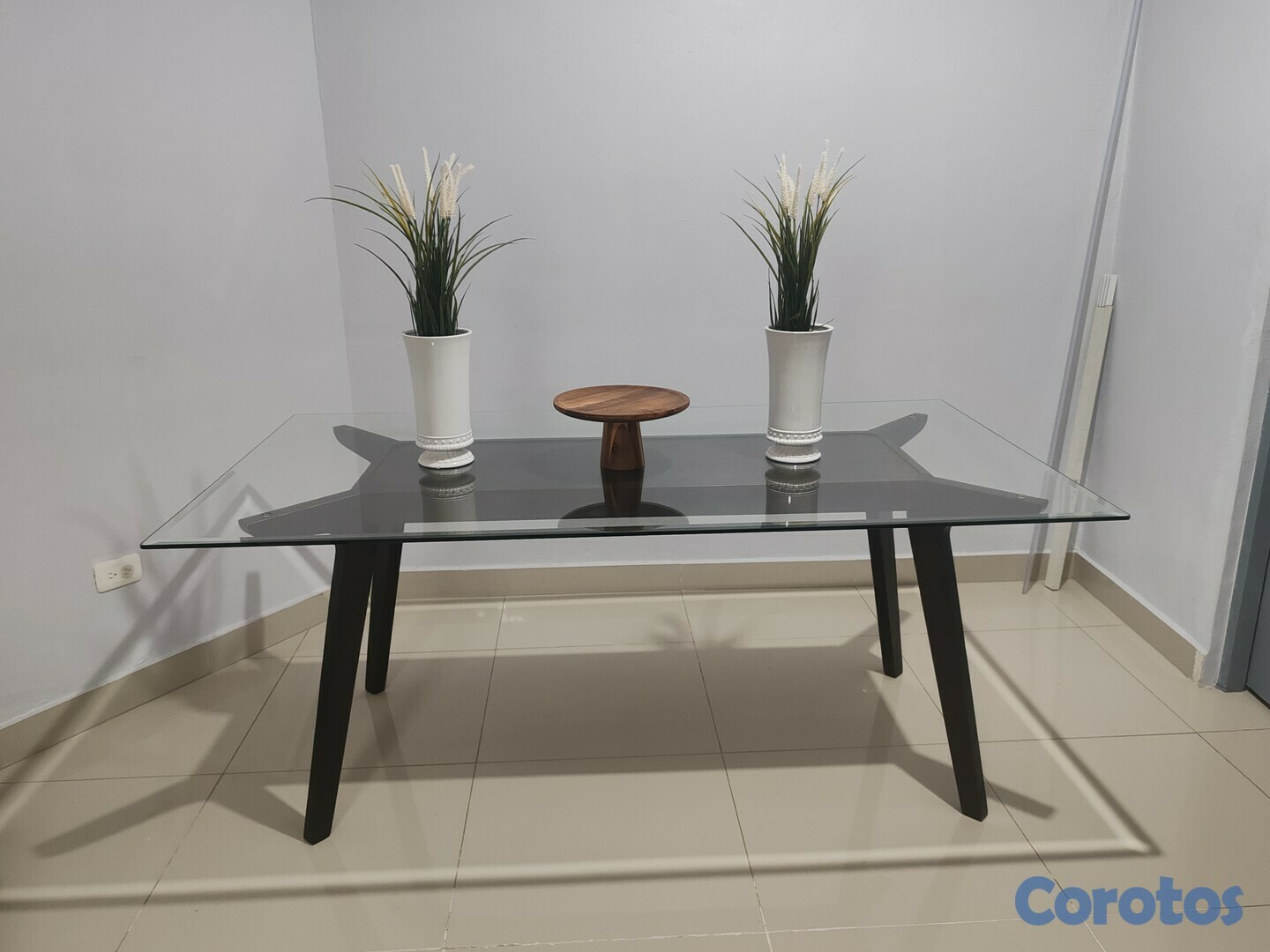 muebles y colchones - Comedor de cristal color Marrón de 6 sillas 2