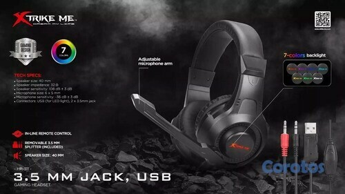 computadoras y laptops - Auriculares con microfono para juegos HEADSET GAMING MIC AJUSTABLE XTRIKE  1