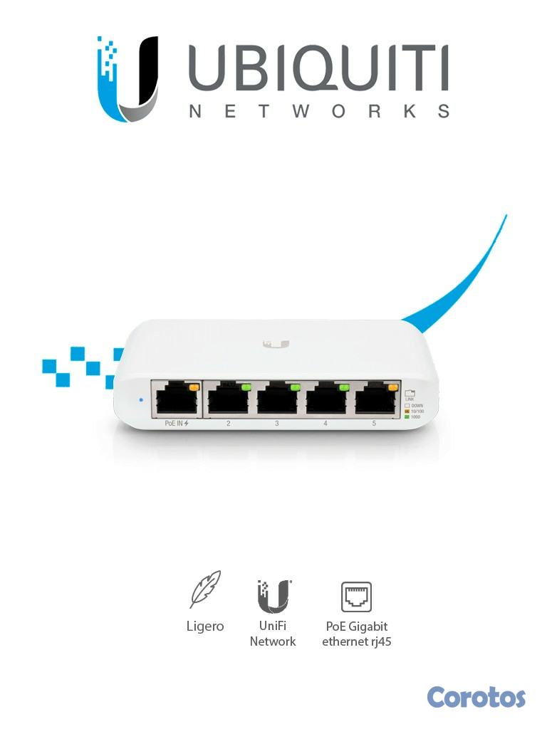 computadoras y laptops - SWITCH 5 PUERTOS UBIQUITI FLEX MINI, LAYER 2 ADMIN, 5 PUERTOS 10/100/1000mbps