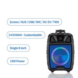 camaras y audio - Bocina de 8 pulgadas 4500mah 20w Speaker bluetooth recargable + microfono 1