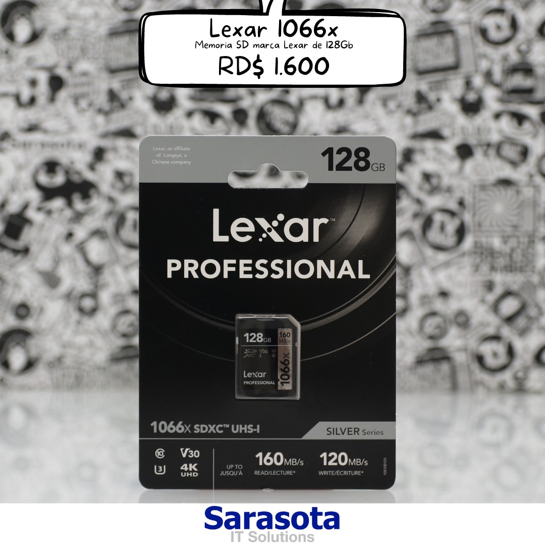 accesorios para electronica - Lexar 1066x Memoria SD de 128Gb (Somos Sarasota)