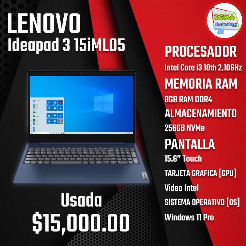 computadoras y laptops - Laptop Lenovo Ideapad 3 15iML05 i5. USASA