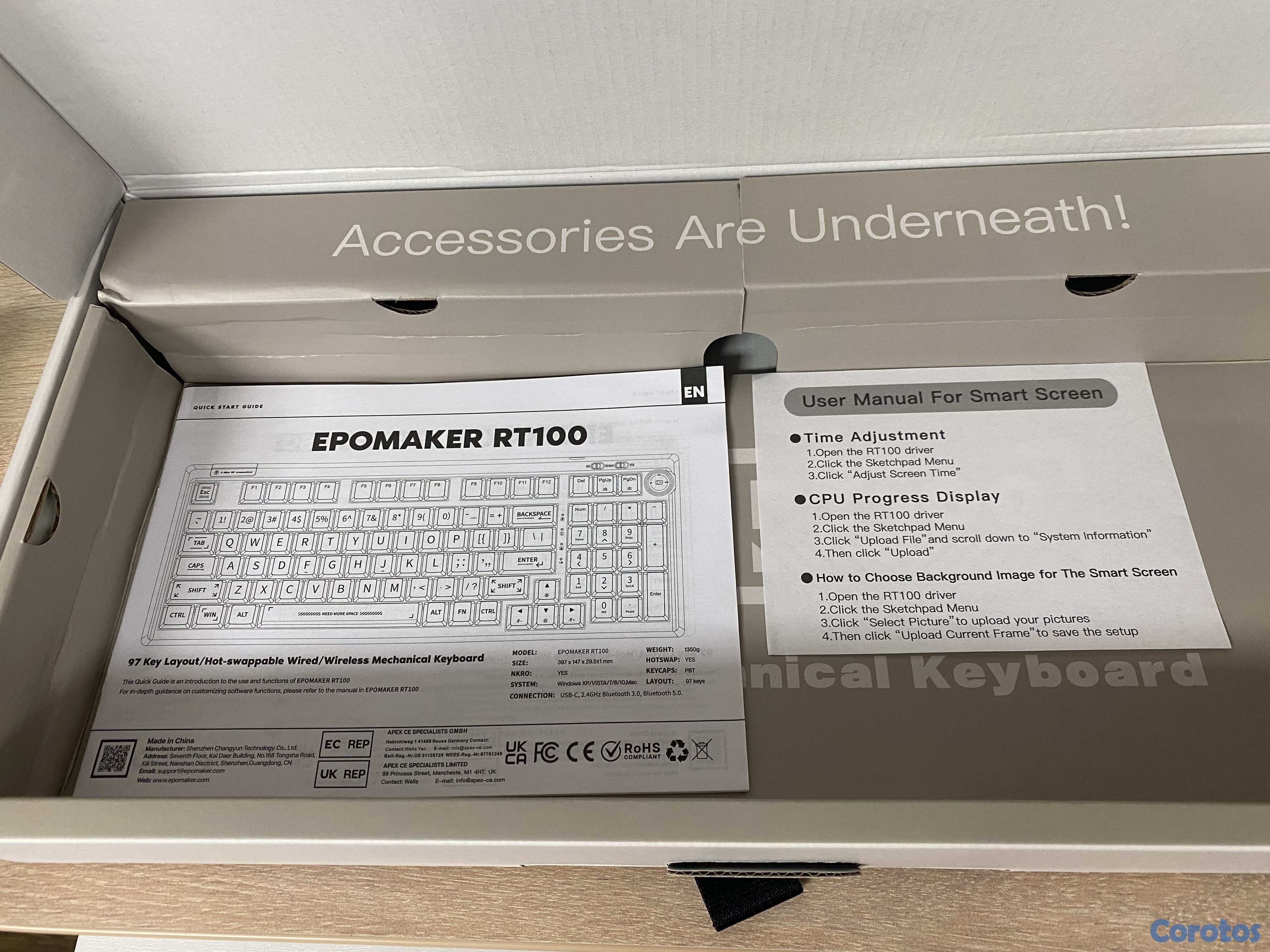 accesorios para electronica - Teclado Mecánico Epomaker RT100 – Retro, RGB, Tri-Mode + Pantalla Smart 8