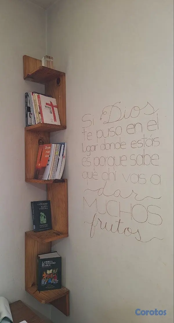 muebles y colchones - Librero Esquinero de Madera Maciza Estilo Rústico 3