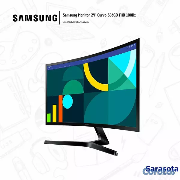 computadoras y laptops - Samsung Monitor Curvo S36GD 24" FHD 100Hz LS24D366 3