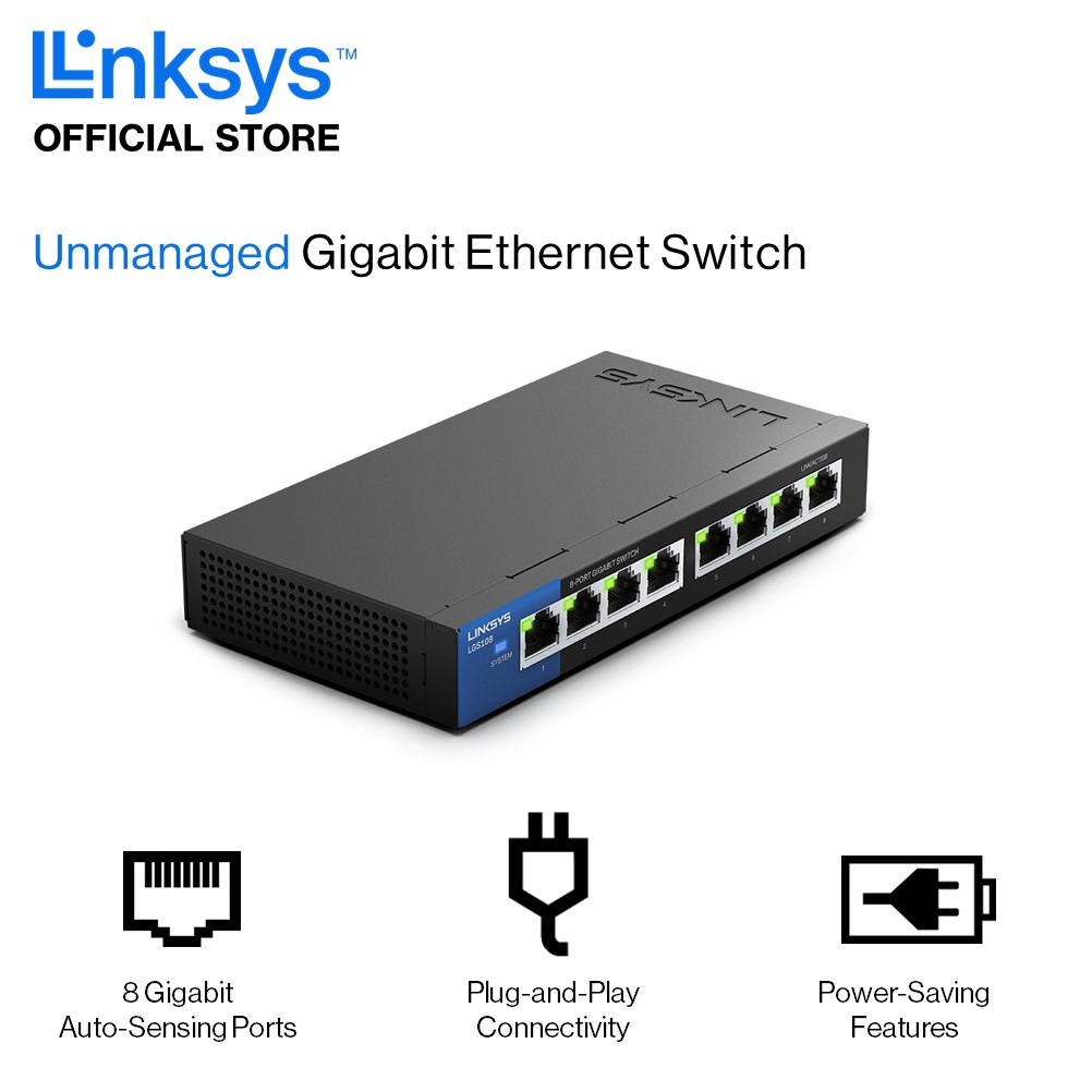 computadoras y laptops - SWITCH 8 PUERTOS  POE,L INKSYS Gigabit escritorio,empresarial  LGS108 2