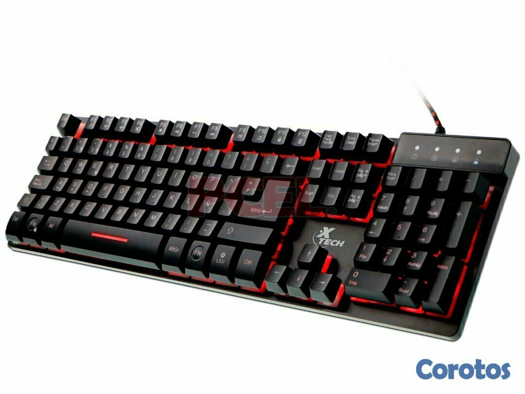computadoras y laptops - TECLADO GAMER XTECH XTK-520S, USB, ESPAÑOL, MULTIMEDIA, LUZ DE FONDO 3 COLORES