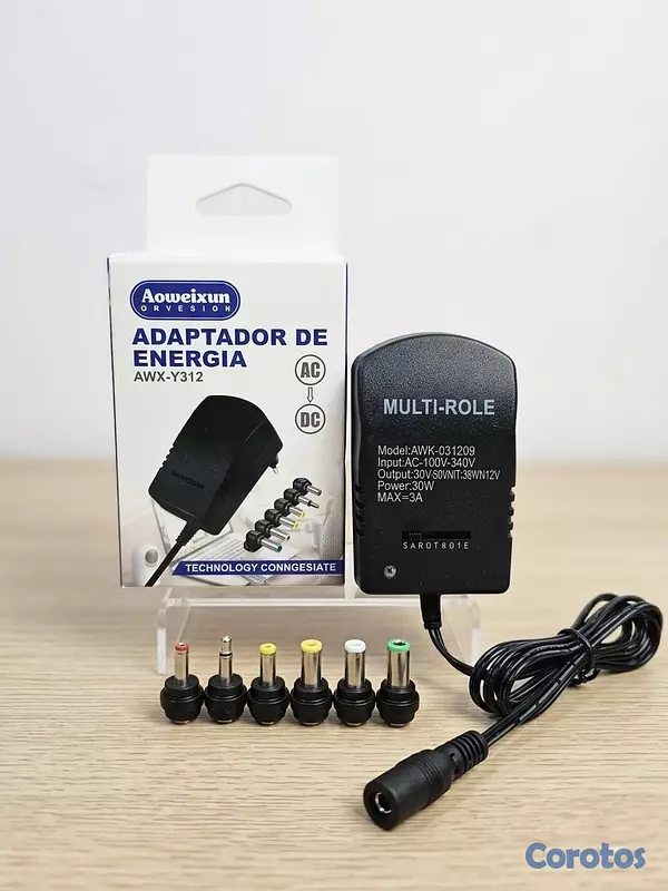 accesorios para electronica - Fuente AWX-Y312 Multivoltaje con Adaptadores Inclu