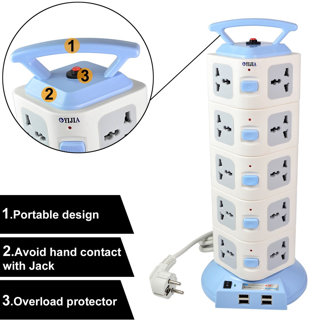 accesorios para electronica - Regleta Vertical Multitomas Multienchufe Enchufe Extension 7