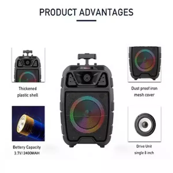 camaras y audio - Bocina de 8 pulgadas 4500mah 20w Speaker bluetooth recargable + microfono 4