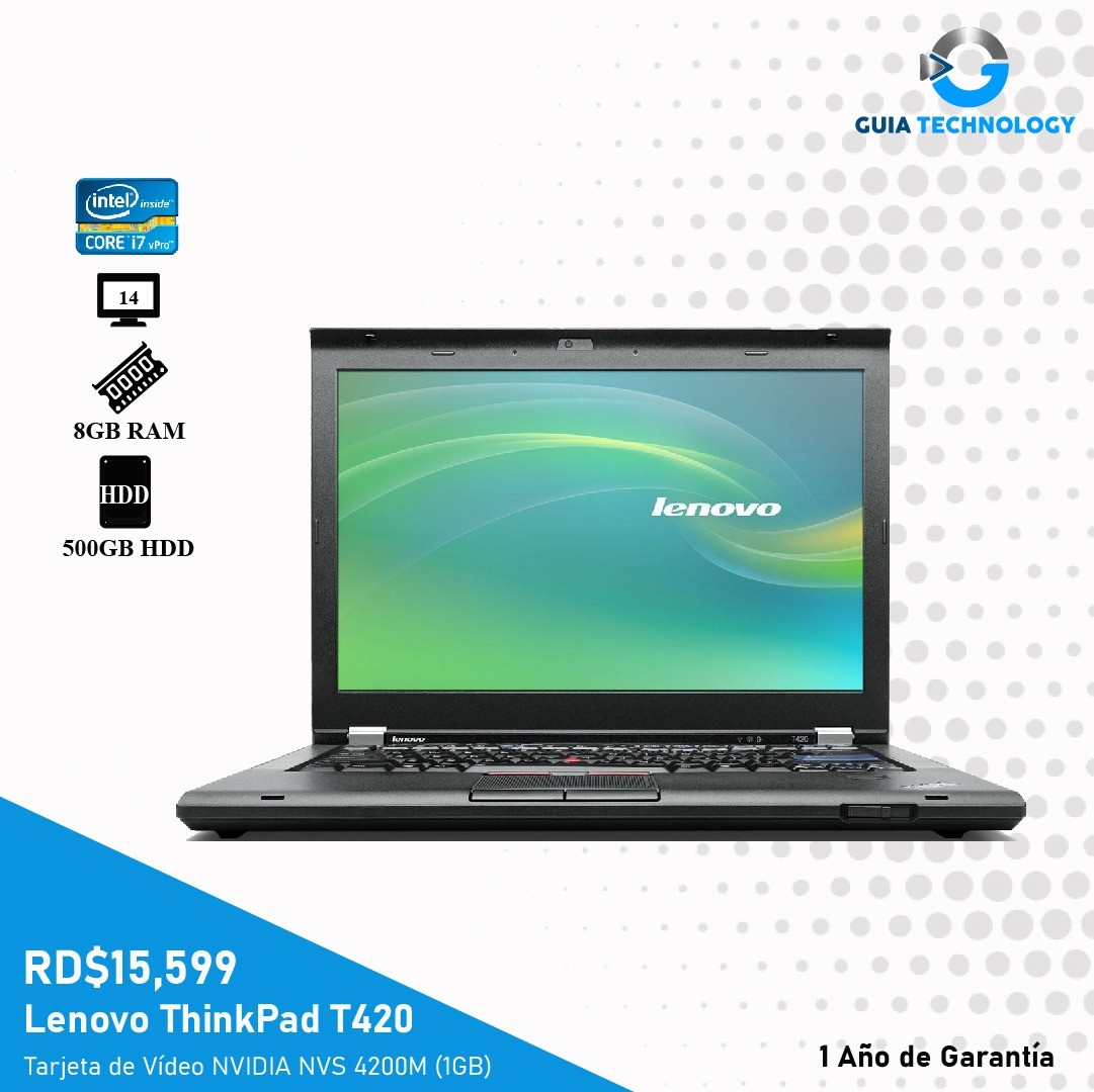 computadoras y laptops - Laptop Lenovo ThinkPad T420 Core i7-2640M @2.80 500GB HDD, 8GB RAM 