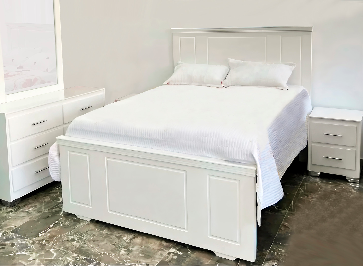 muebles y colchones - Dormitorio minimalista color blanco. Nuevo