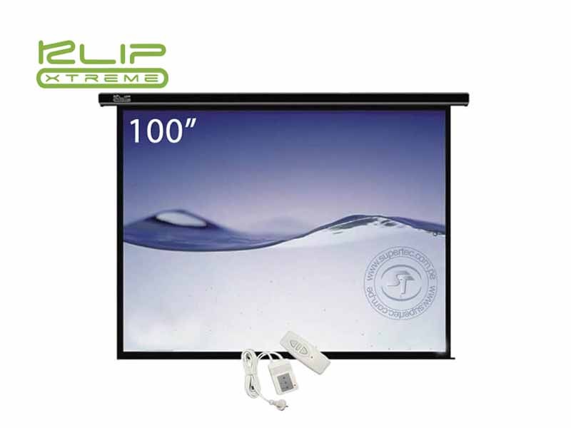 computadoras y laptops - PANTALLA KLIPX 100 PULGADAS  ELECTRICA PARA PROYECTOR BLANCA ,CONTROL REMOTO  1