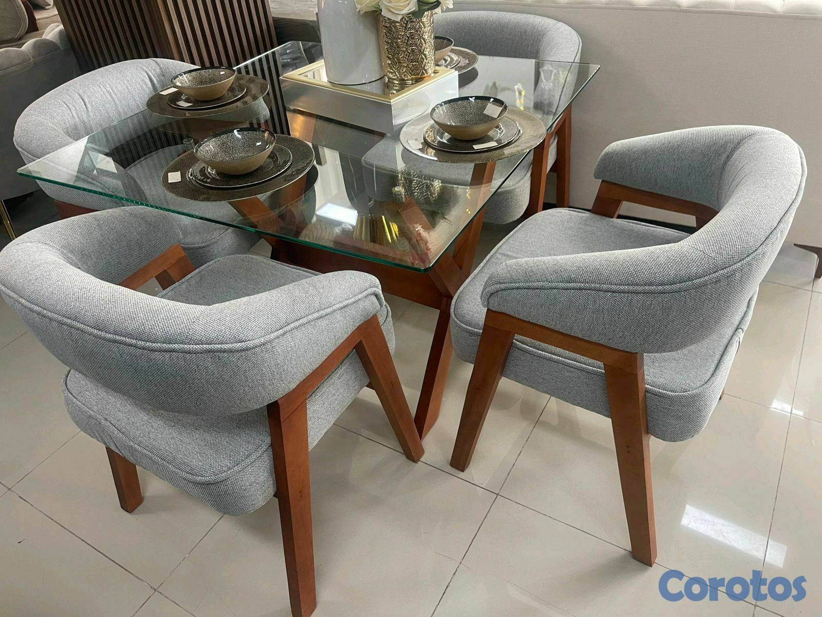 muebles y colchones - JUEGO DE COMEDOR MODERNO DE 4 SILLAS NUEVO CON GARANTIAS  4