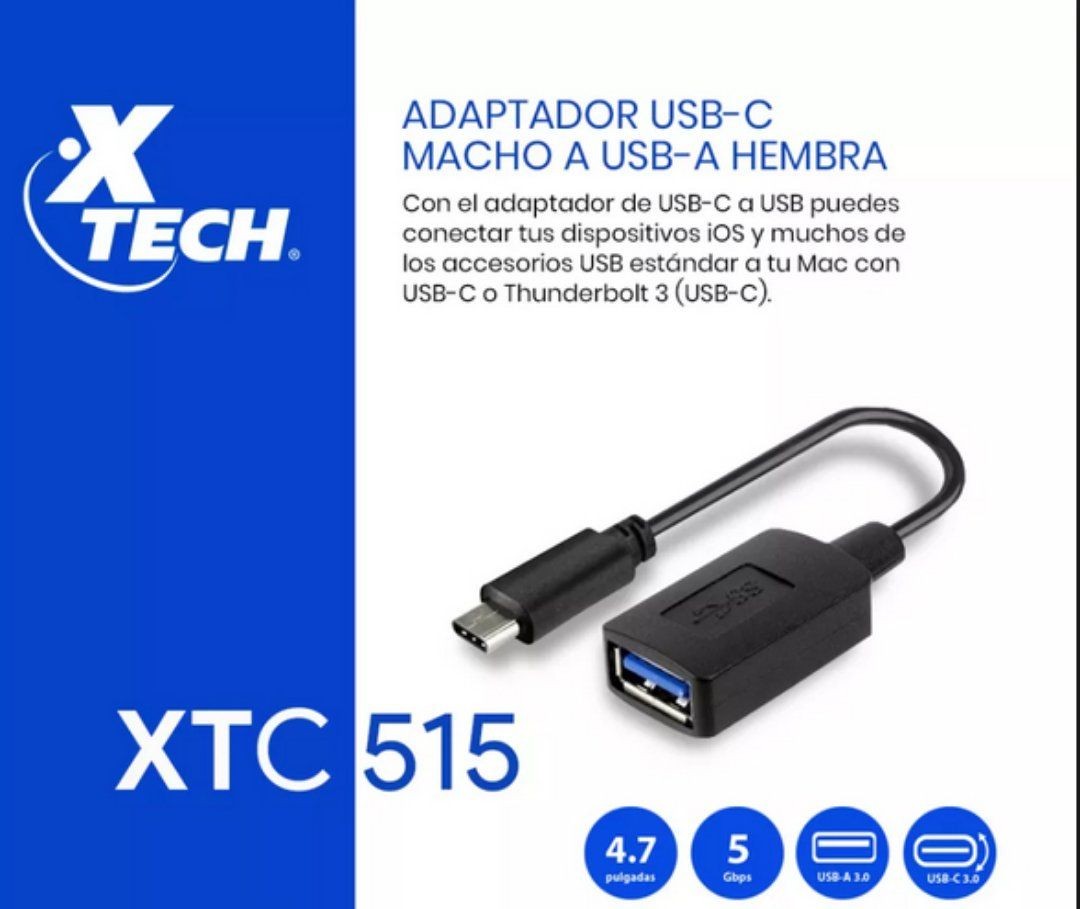 computadoras y laptops - ADAPTADOR XTECH USB TYPE C, A USB 3.0 (XTC-515) 0