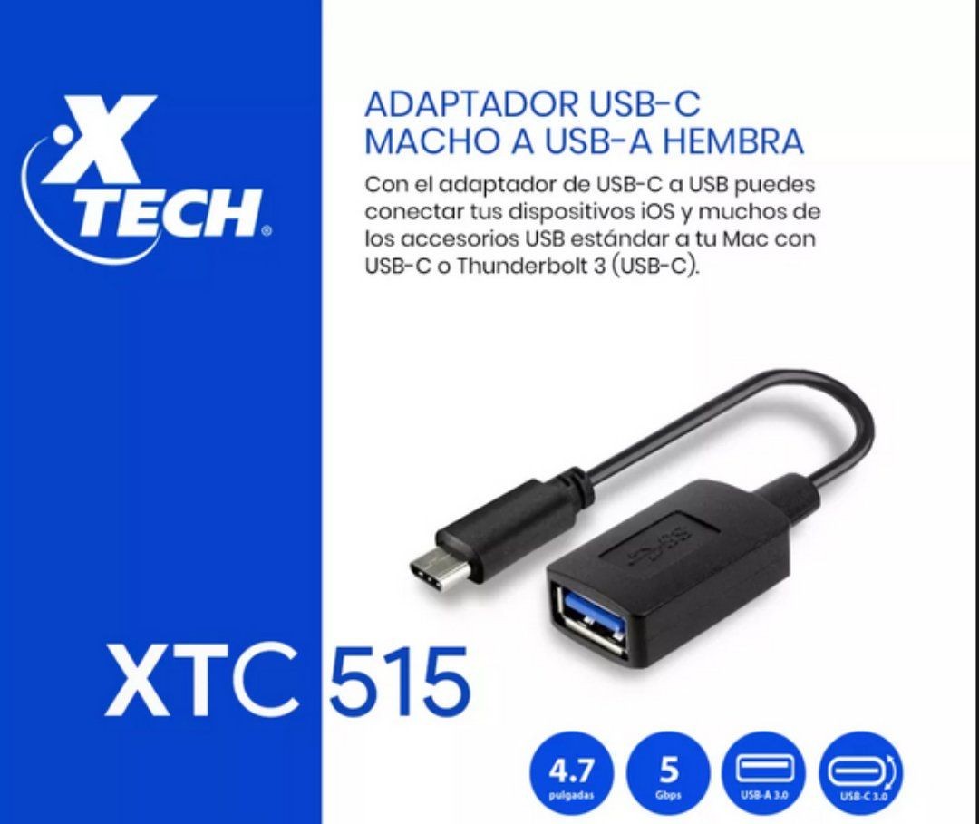 computadoras y laptops - ADAPTADOR XTECH USB TYPE C, A USB 3.0 (XTC-515)