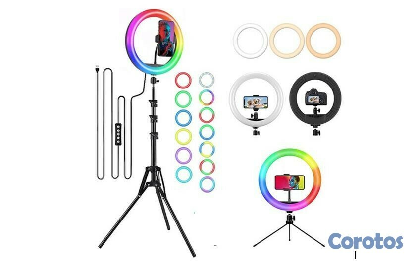 accesorios para electronica - Aro de Luz de 12 pulgadas multicolor RGB con trípode de 80 pulgadas. 3